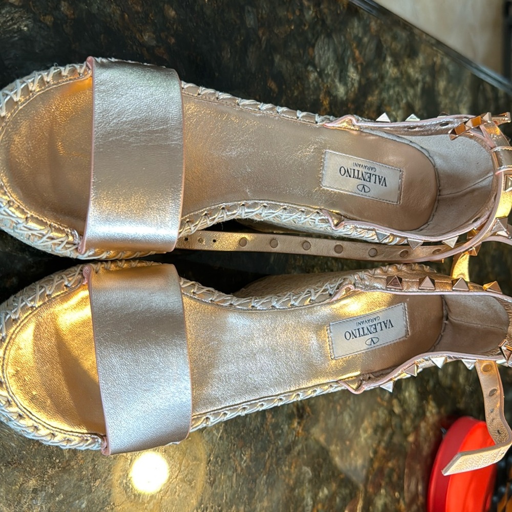 Valentino Rockstud Leather Espadrilles